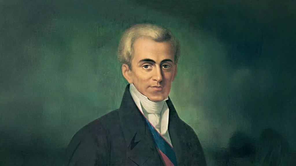 Painting of Ioannis Kapodístrias by Dionysios Tsokos, currently at the National Historical Museum, Athens