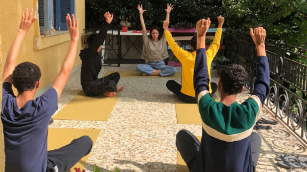 Embracing tranquility, one breath at a time. Children participating in yoga sessions .